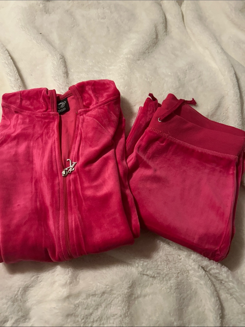 Katydid Women's Pink Velvet Zip-Up Hoodie with pants/ sweatsuit. NWOT. XL